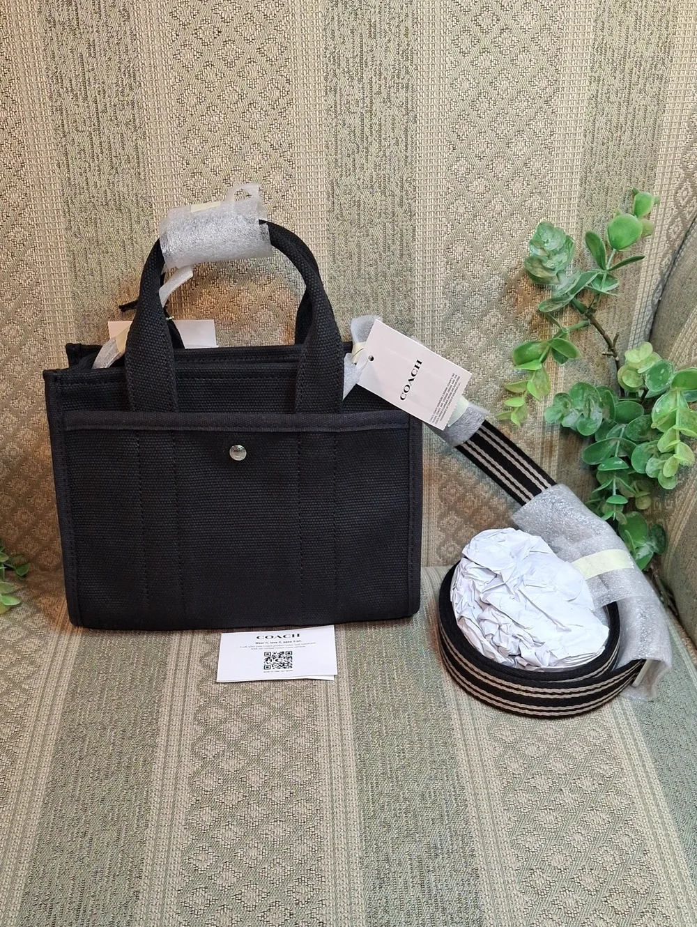 Coach Mini Cargo Tote In Black Canvas